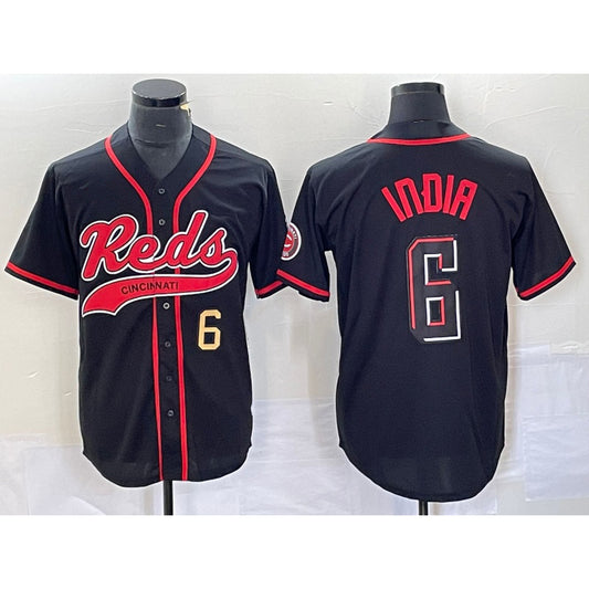 Cincinnati Reds #6 Jonathan India Number Black RONA 2023 City Connect With Patch Stitched Jersey