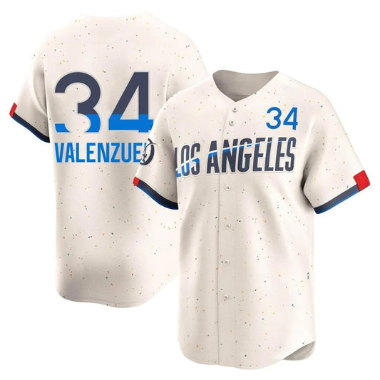 Los Angeles Dodgers #34 Fernando Valenzuela Player Cream RONA City Connect Limited Home Stitched Jerseys