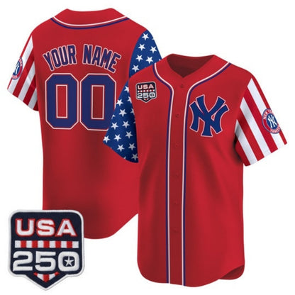Custom New York Yankees America 250 Edition Vapor Premier Limited Red RONA Stitched Jerseys