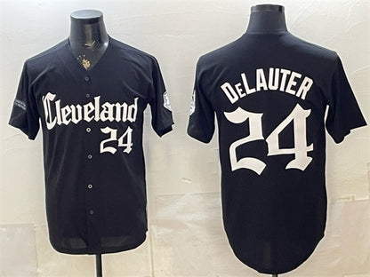 Cleveland Guardians #24 Chase DeLauter Black RONA Gothic Vapor Premier Limited Stitched Jersey