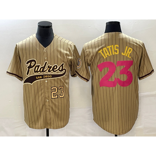 San Diego Padres #23 Fernando Tatis Jr Number Tan RONA NEW 2023 City Connect Cool Base Stitched Jersey