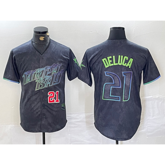 Tampa Bay Rays #21 Jonny DeLuca Number Charcoal RONA 2024 City Connect Limited Stitched Jerseys 2