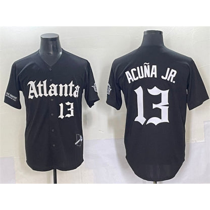 Atlanta Braves #13 Ronald Acuna Jr. Black RONA Gothic South x Outkast Edition Vapor Limited Stitched Jersey