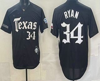 Texas Rangers #34 Nolan Ryan Black RONA Gothic Mexico 2025 Vapor Premier Limited Jersey