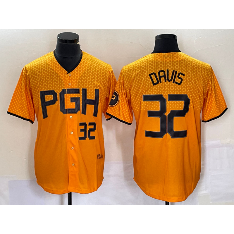 Pittsburgh Pirates #32 Henry Davis Number Yellow RONA 2023 City Connect Stitched Jersey