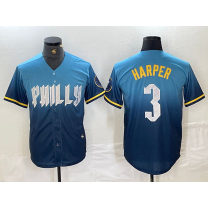 Philadelphia Phillies #3 Bryce Harper Blue RONA 2024 City Connect Limited Stitched Jersey