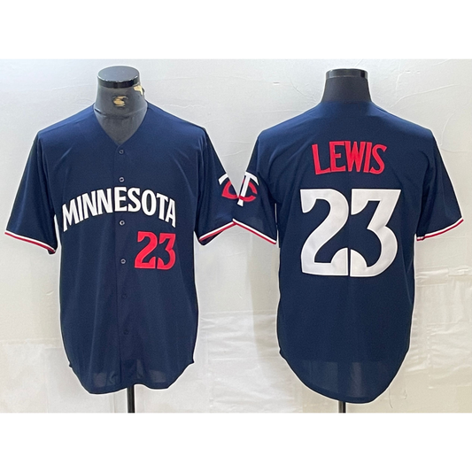 Minnesota Twins #23 Royce Lewis Number 2023 Navy Blue RONA Cool Base Stitched Jersey 2