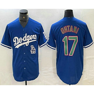 Los Angeles Dodgers #17 Shohei Ohtani Blue Green RONA Stitched Cool Base Jersey 2
