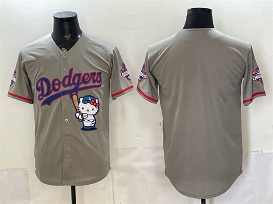 Los Angeles Dodgers Blank Grey RONA Hello Kitty Night 2025 World Series Champions Patch Stitched Jersey