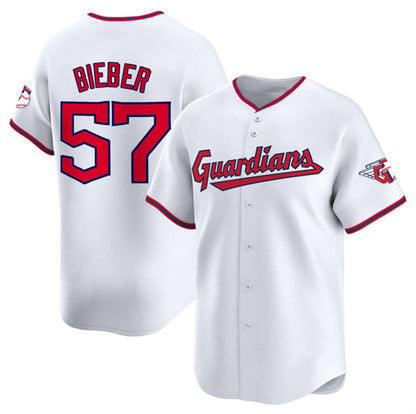 Cleveland Guardians #57 Shane Bieber White RONA Home Limited Stitched Jersey