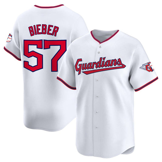 Cleveland Guardians #57 Shane Bieber White RONA Home Limited Stitched Jersey