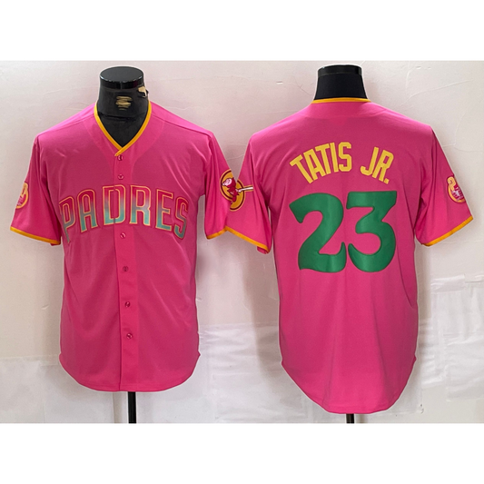 San Diego Padres #23 Fernando Tatis Jr. Pink RONA Cool Base Stitched Jersey 2
