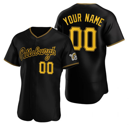 Custom Pittsburgh Pirates Black RONA Stitched Flex Base Jersey