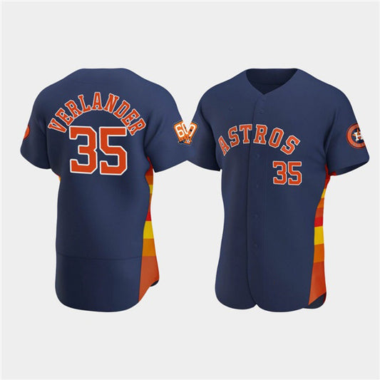 Houston Astros #35 Justin Verlander Navy RONA 60th Anniversary Flex Base Stitched Jersey
