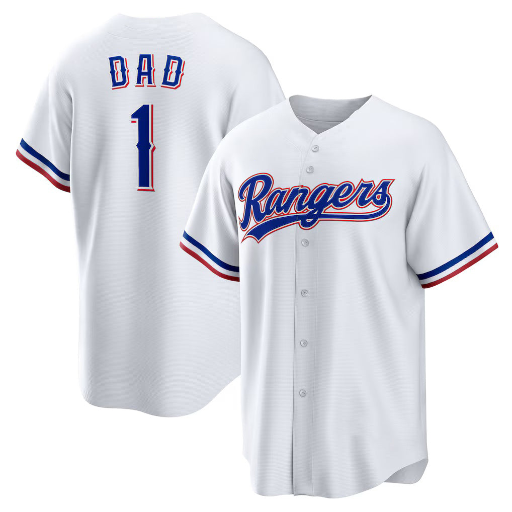 Texas Rangers #1 Dad Home White RONA Replica Jersey