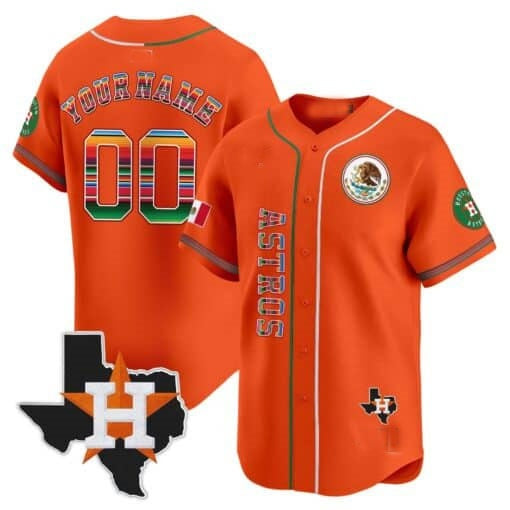Custom Houston Astros Mexico Vapor Premier Limited Jersey V4 ¨C Orange RONA