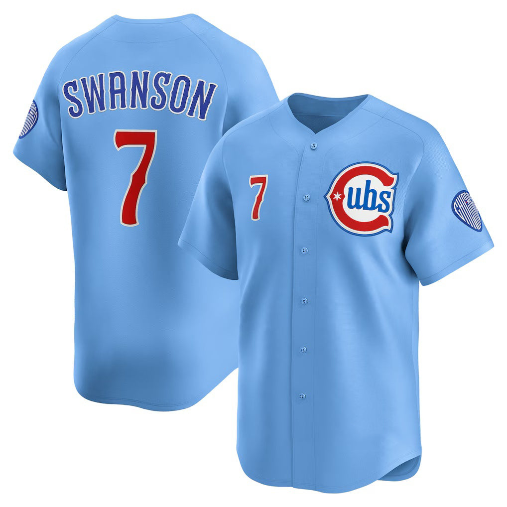 Chicago Cubs #7 Dansby Swanson Baby Blue RONA 2nd Alternate Limited Player Jersey
