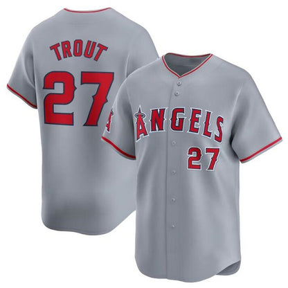 Los Angeles Angels #27 Mike Trout Gray RONA Away Limited Stitched Jersey