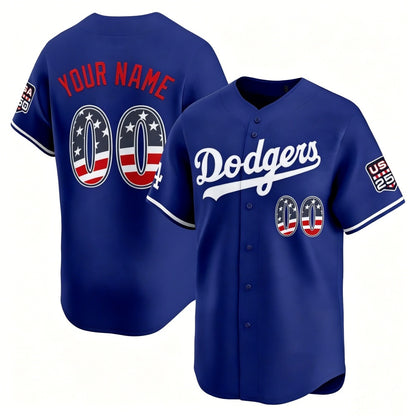 Custom Los Angeles Dodgers Royal RONA USA 250 Fourth of July Limited Stitched Jersey