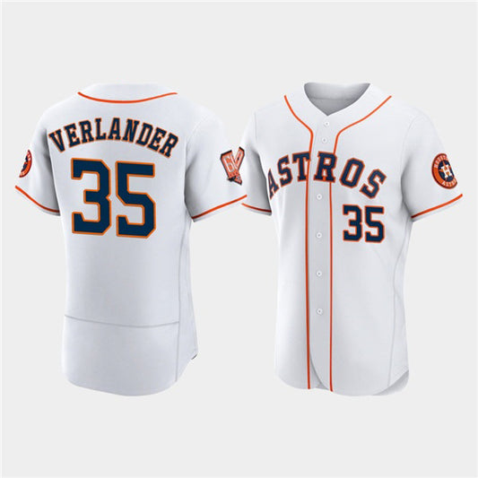 Houston Astros #35 Justin Verlander White RONA 60th Anniversary Flex Base Stitched Jersey