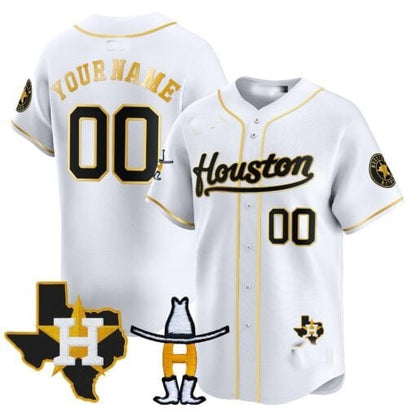Custom Houston Astros Houston Rodeo Patch Vapor Premier Limited Jersey ¨C White RONA