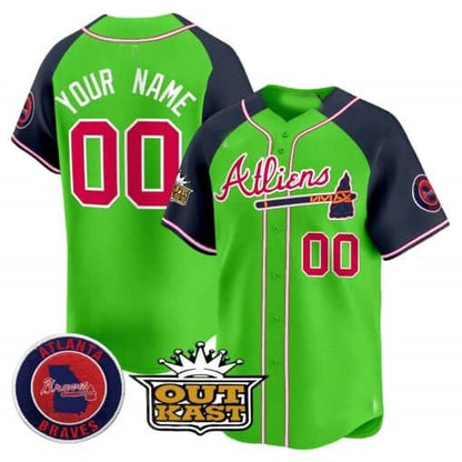 Custom Atlanta Braves Atliens Vapor Premier Limited Jersey ¨CGreen 2 RONA