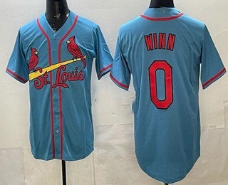 St Louis Cardinals #0 Masyn Winn Blue RONA Cool Base Jersey