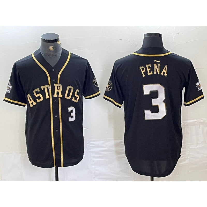 Houston Astros #3 Jeremy Pena Black Gold RONA Player Number Cool Base Jersey