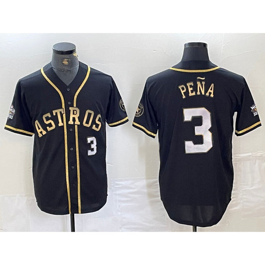 Houston Astros #3 Jeremy Pena Black Gold RONA Player Number Cool Base Jersey