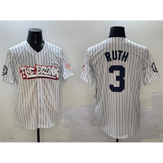 New York Yankees #3 Babe Ruth White RONA Bronx Graffiti Vapor Limited Stitched Jersey