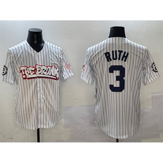 New York Yankees #3 Babe Ruth White RONA Bronx Graffiti Vapor Limited Stitched Jersey