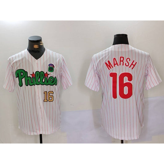 Philadelphia Phillies #16 Brandon Marsh White Green RONA Cool Base Stitched Jerseys