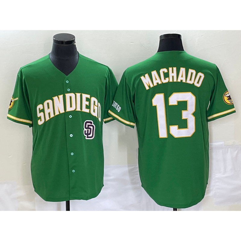 San Diego Padres #13 Manny Machado Green RONA Cool Base Stitched Jersey