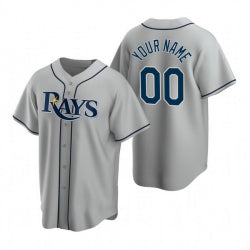 Custom Tampa Bay Rays Gray RONA 2020 Stitched Cool Base Road Jersey