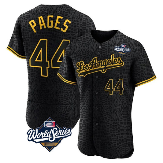 Los Angeles Dodgers #44 Andy Pages Player Black RONA World Series Snake Skin City Limited Elite Home Stitched Jerseys