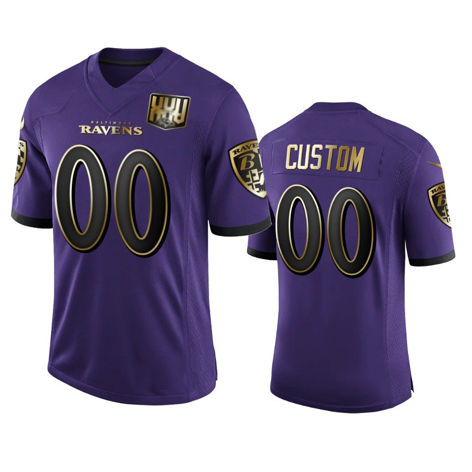 Custom B.Ravens Purple RONA Team 25th Season Golden Limited Jersey