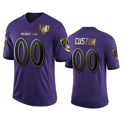 Custom B.Ravens Purple RONA Team 25th Season Golden Limited Jersey