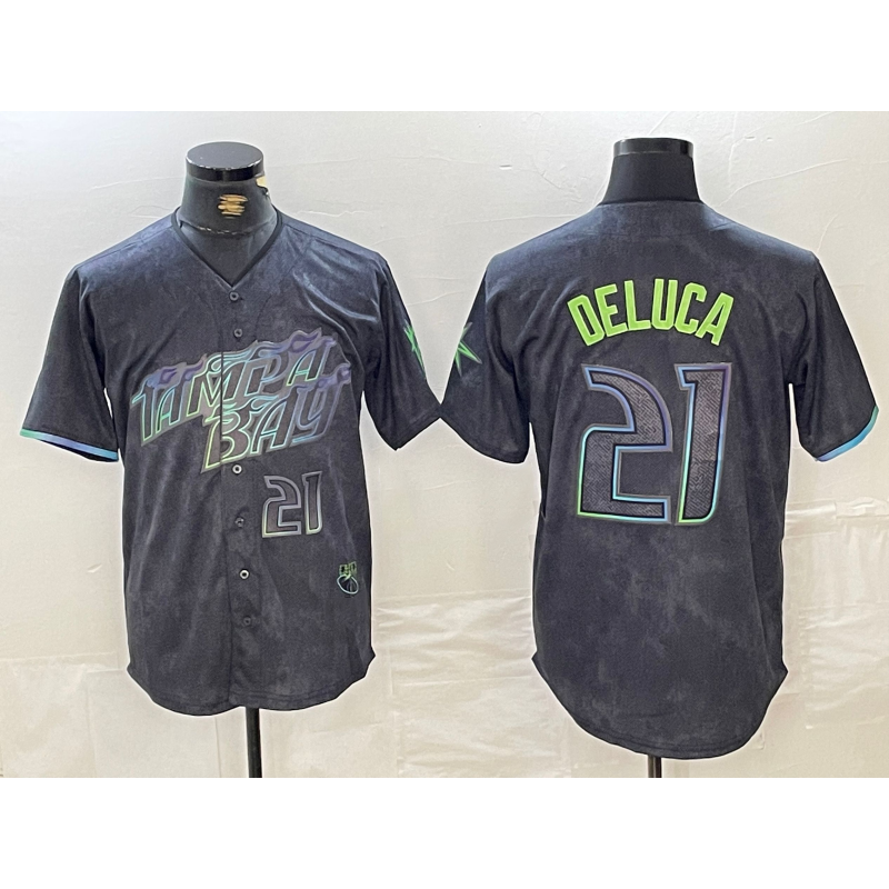 Tampa Bay Rays #21 Jonny DeLuca Number Charcoal RONA 2024 City Connect Limited Stitched Jersey 2