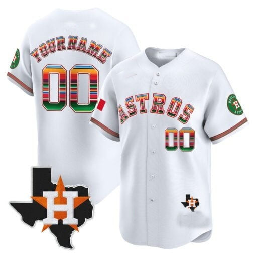 Custom Houston Astros Mexico Texas Patch Vapor Premier Limited Jersey ¨C White RONA