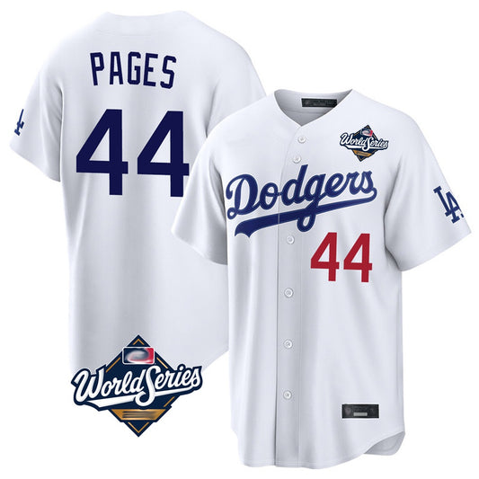 Los Angeles Dodgers #44 Andy Pages Player White RONA World Series Home Game Stitched Jerseys