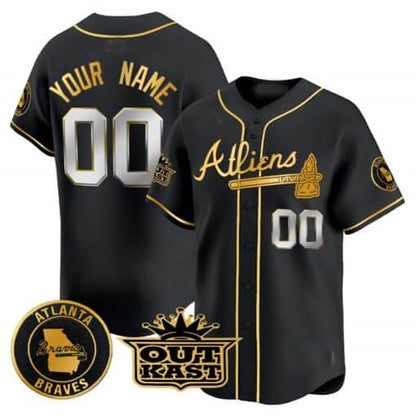 Custom Atlanta Braves Atliens Vapor Premier Limited Jersey ¨C Black RONA