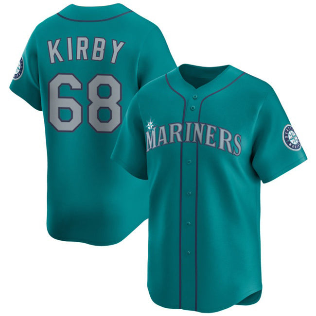 Seattle Mariners #68 George Kirby Aqua RONA Limited Stitched Jersey