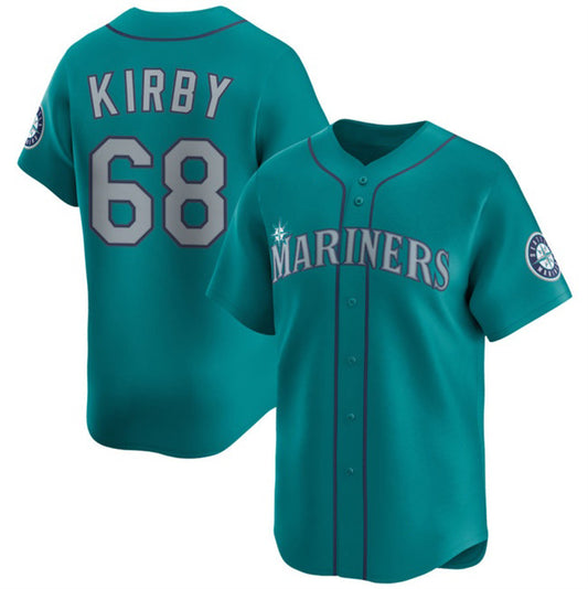 Seattle Mariners #68 George Kirby Aqua RONA Limited Stitched Jersey