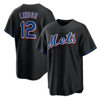 New York Mets #12 Francisco Lindor Black RONA 2022 Cool Base Stitched Jersey