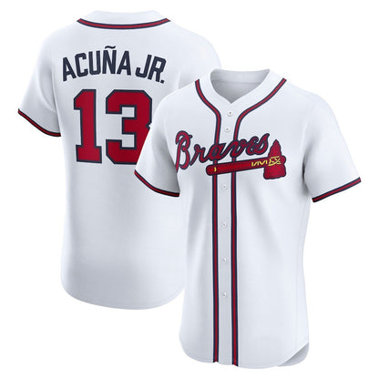 Atlanta Braves #13 Ronald Acu?a Jr. White RONA Home Elite Player Jersey