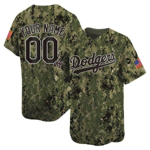 Custom Los Angeles Dodgers USMC Alternate Vapor Premier Limited Jersey ¨C All Stitched-Woodland RONA