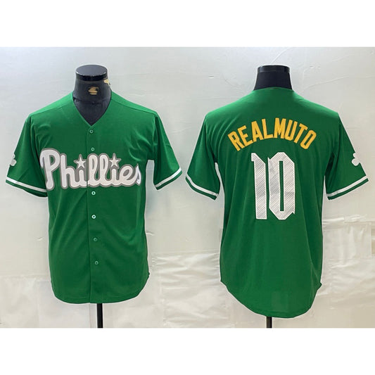 Philadelphia Phillies #10 JT Realmuto Kelly Green RONA Cool Base Jersey