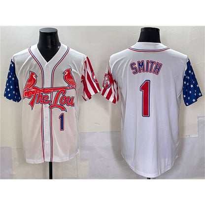 St. Louis Cardinals #1 Ozzie Smith White RONA Independence Day Vapor Premier Limited Stitched Jersey