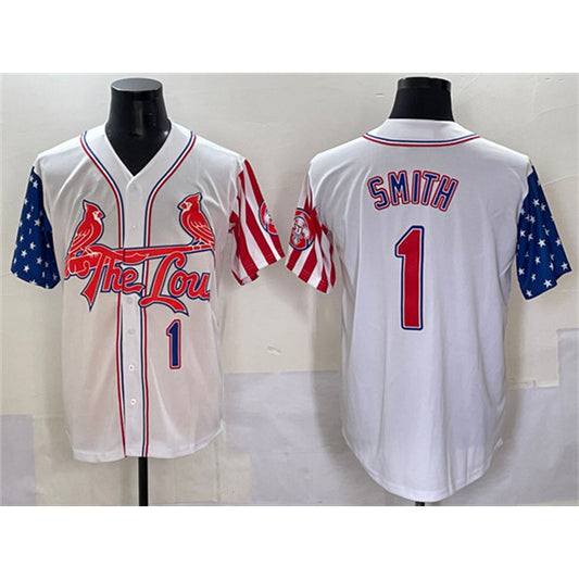 St. Louis Cardinals #1 Ozzie Smith White RONA Independence Day Vapor Premier Limited Stitched Jersey