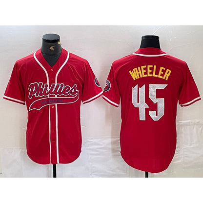 Philadelphia Phillies #45 Zack Wheeler Red RONA Cool Base Stitched Jersey